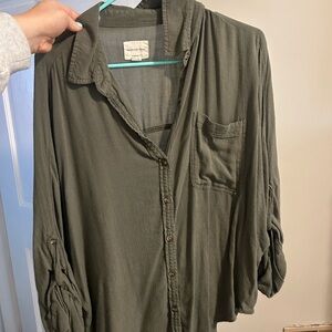 American Eagle Outfitters Dark Green Oversized Shirt